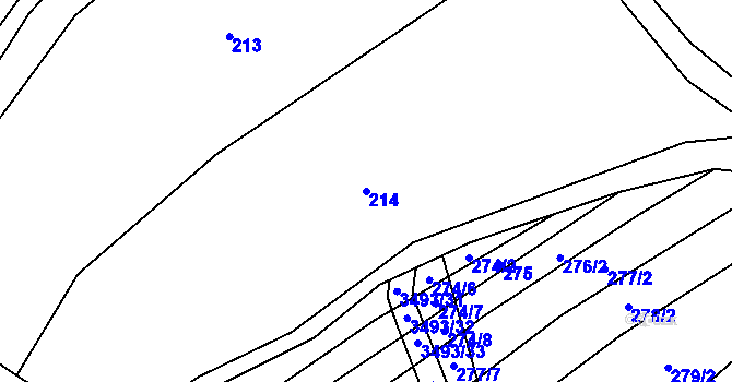 Parcela st. 214 v KÚ Nedašov, Katastrální mapa