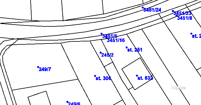 Parcela st. 245/2 v KÚ Nedašov, Katastrální mapa