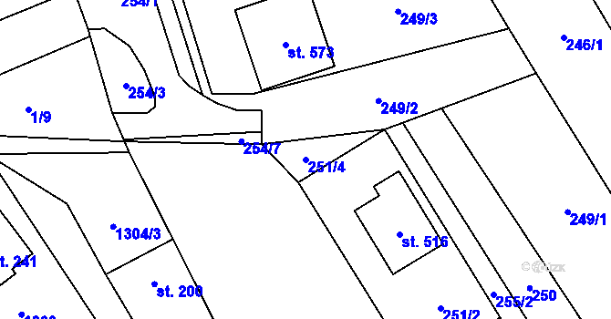 Parcela st. 251/4 v KÚ Nedašov, Katastrální mapa