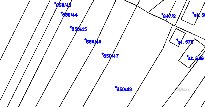 Parcela st. 650/47 v KÚ Nedašov, Katastrální mapa