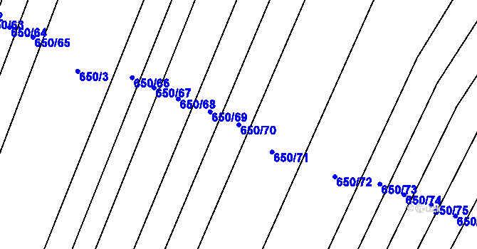 Parcela st. 650/70 v KÚ Nedašov, Katastrální mapa