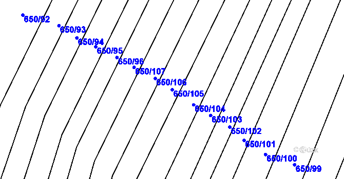 Parcela st. 650/105 v KÚ Nedašov, Katastrální mapa