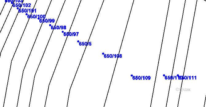 Parcela st. 650/108 v KÚ Nedašov, Katastrální mapa