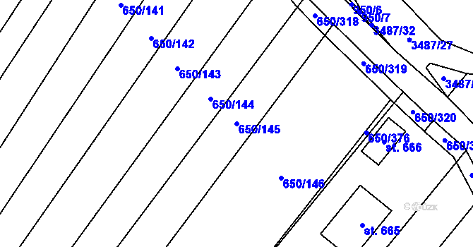 Parcela st. 650/145 v KÚ Nedašov, Katastrální mapa