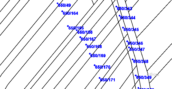 Parcela st. 650/168 v KÚ Nedašov, Katastrální mapa