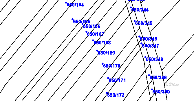 Parcela st. 650/169 v KÚ Nedašov, Katastrální mapa