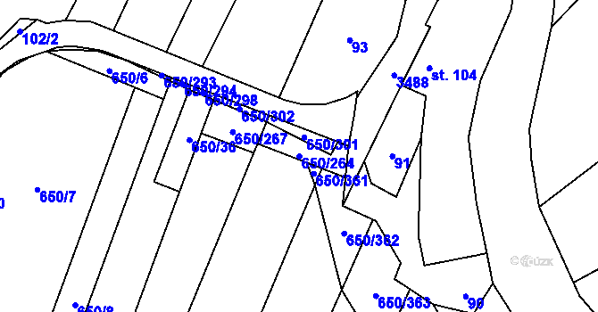Parcela st. 650/264 v KÚ Nedašov, Katastrální mapa