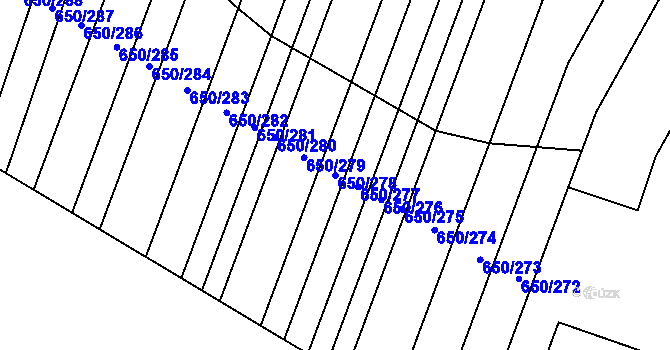 Parcela st. 650/278 v KÚ Nedašov, Katastrální mapa