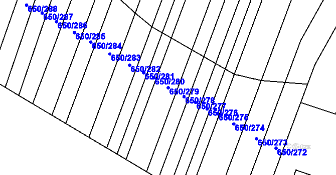 Parcela st. 650/279 v KÚ Nedašov, Katastrální mapa