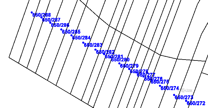 Parcela st. 650/281 v KÚ Nedašov, Katastrální mapa