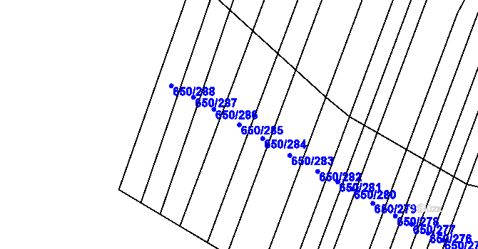 Parcela st. 650/285 v KÚ Nedašov, Katastrální mapa