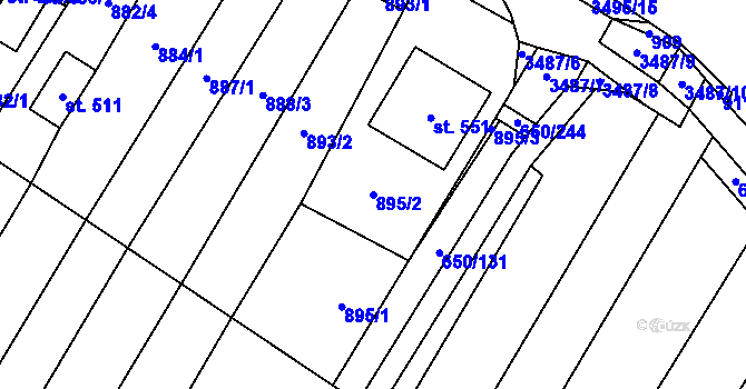 Parcela st. 895/2 v KÚ Nedašov, Katastrální mapa
