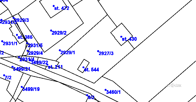 Parcela st. 2927/3 v KÚ Nedašov, Katastrální mapa