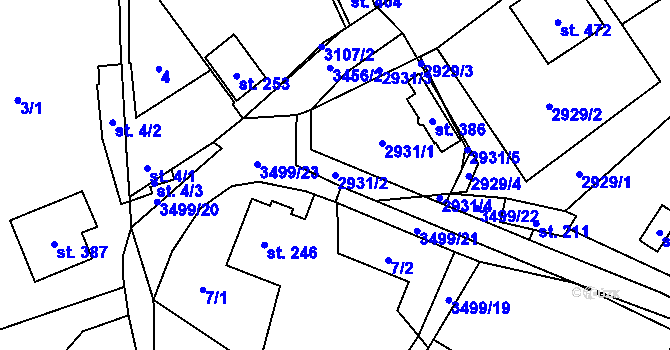 Parcela st. 2931/2 v KÚ Nedašov, Katastrální mapa