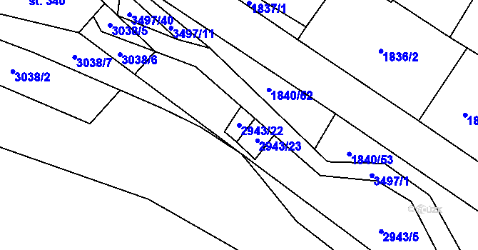 Parcela st. 2943/22 v KÚ Nedašov, Katastrální mapa