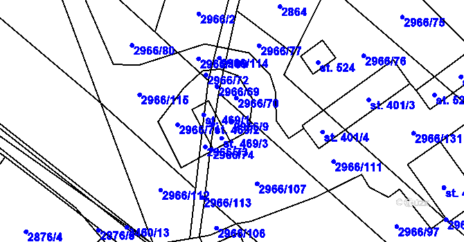Parcela st. 2966/9 v KÚ Nedašov, Katastrální mapa