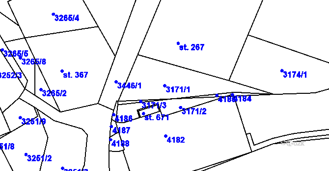Parcela st. 3171/1 v KÚ Nedašov, Katastrální mapa
