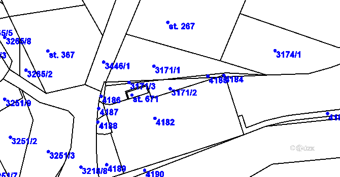 Parcela st. 3171/2 v KÚ Nedašov, Katastrální mapa