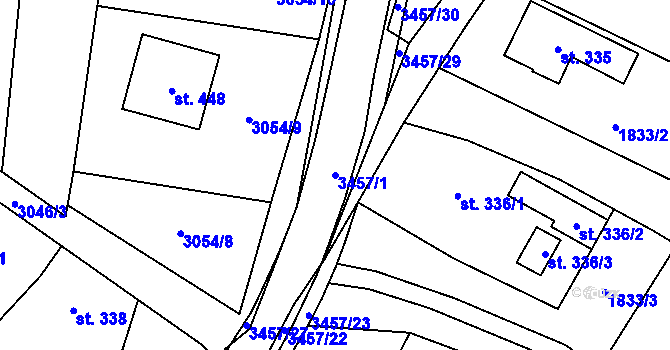 Parcela st. 3457/1 v KÚ Nedašov, Katastrální mapa