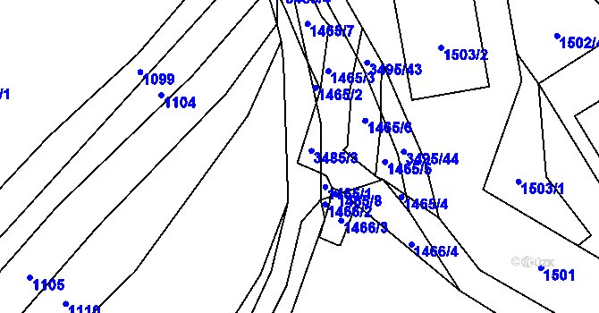 Parcela st. 3485/1 v KÚ Nedašov, Katastrální mapa