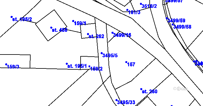 Parcela st. 3495/5 v KÚ Nedašov, Katastrální mapa
