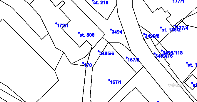 Parcela st. 3495/6 v KÚ Nedašov, Katastrální mapa