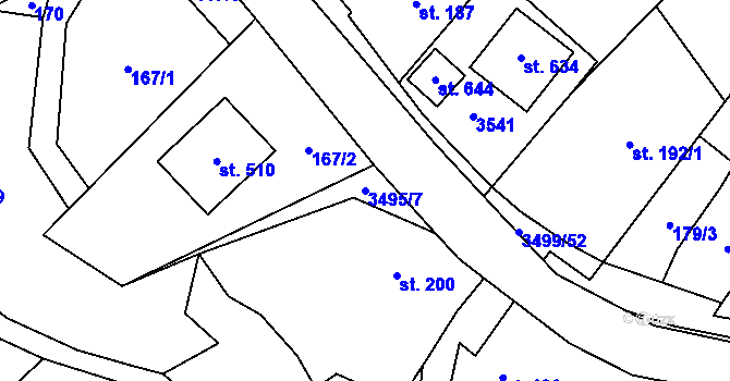 Parcela st. 3495/7 v KÚ Nedašov, Katastrální mapa