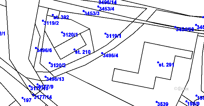 Parcela st. 3496/4 v KÚ Nedašov, Katastrální mapa