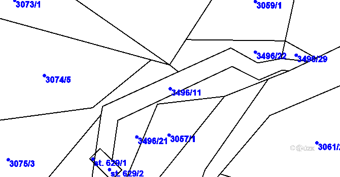 Parcela st. 3496/11 v KÚ Nedašov, Katastrální mapa