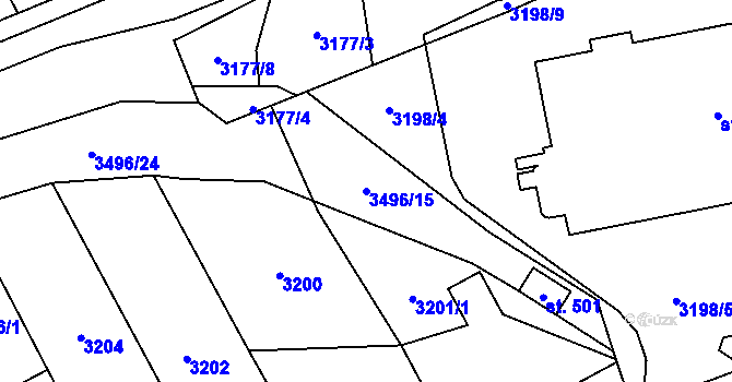 Parcela st. 3496/15 v KÚ Nedašov, Katastrální mapa