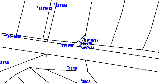 Parcela st. 3497/9 v KÚ Nedašov, Katastrální mapa