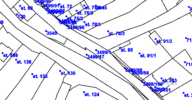Parcela st. 3499/1 v KÚ Nedašov, Katastrální mapa