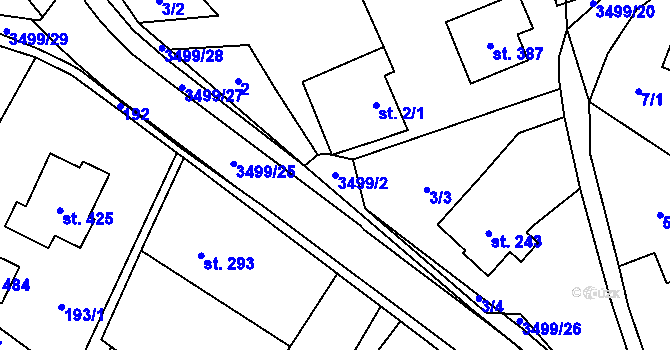 Parcela st. 3499/2 v KÚ Nedašov, Katastrální mapa