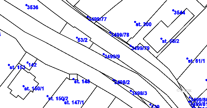 Parcela st. 3499/9 v KÚ Nedašov, Katastrální mapa