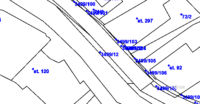 Parcela st. 3499/12 v KÚ Nedašov, Katastrální mapa