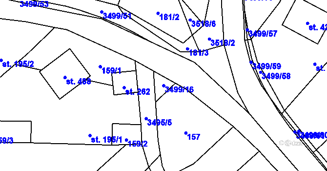 Parcela st. 3499/16 v KÚ Nedašov, Katastrální mapa
