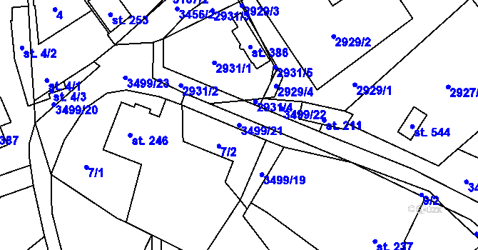 Parcela st. 3499/21 v KÚ Nedašov, Katastrální mapa