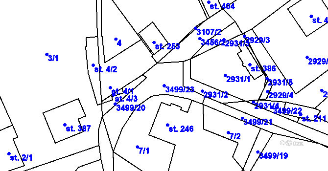 Parcela st. 3499/23 v KÚ Nedašov, Katastrální mapa