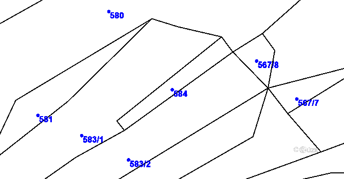 Parcela st. 584 v KÚ Nedašova Lhota, Katastrální mapa