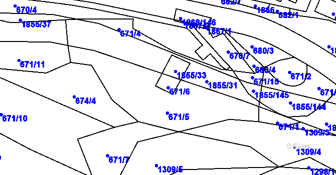 Parcela st. 671/6 v KÚ Nedašova Lhota, Katastrální mapa