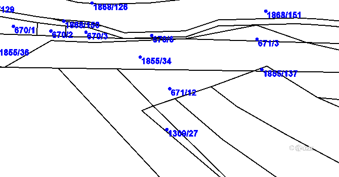 Parcela st. 671/12 v KÚ Nedašova Lhota, Katastrální mapa