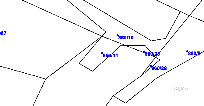 Parcela st. 860/11 v KÚ Nedašova Lhota, Katastrální mapa