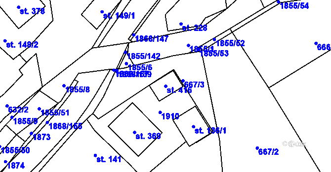 Parcela st. 416 v KÚ Nedašova Lhota, Katastrální mapa