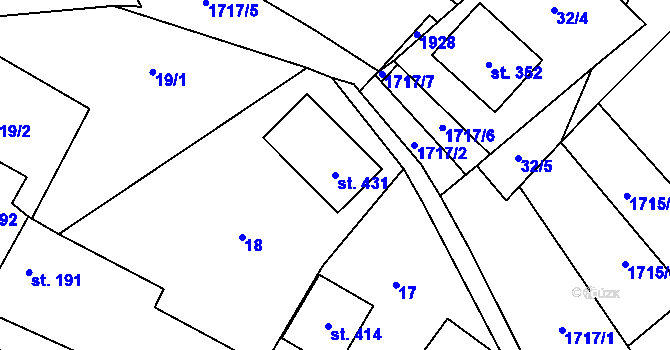 Parcela st. 431 v KÚ Nedašova Lhota, Katastrální mapa
