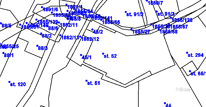 Parcela st. 52 v KÚ Nedašova Lhota, Katastrální mapa