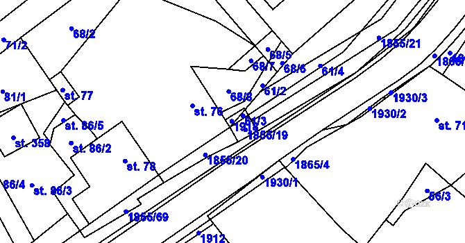 Parcela st. 75 v KÚ Nedašova Lhota, Katastrální mapa