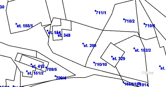 Parcela st. 209 v KÚ Nedašova Lhota, Katastrální mapa