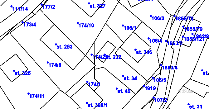 Parcela st. 232 v KÚ Nedašova Lhota, Katastrální mapa