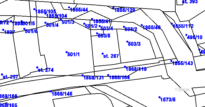 Parcela st. 287 v KÚ Nedašova Lhota, Katastrální mapa