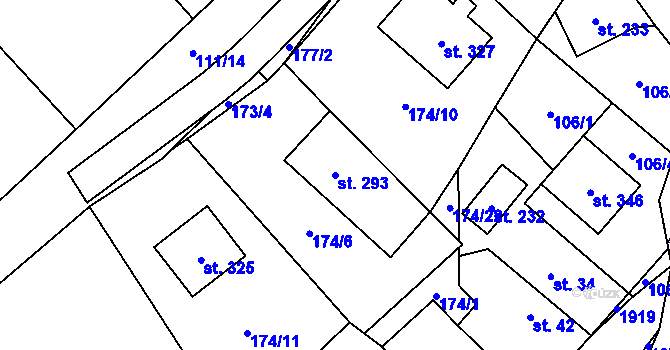 Parcela st. 293 v KÚ Nedašova Lhota, Katastrální mapa